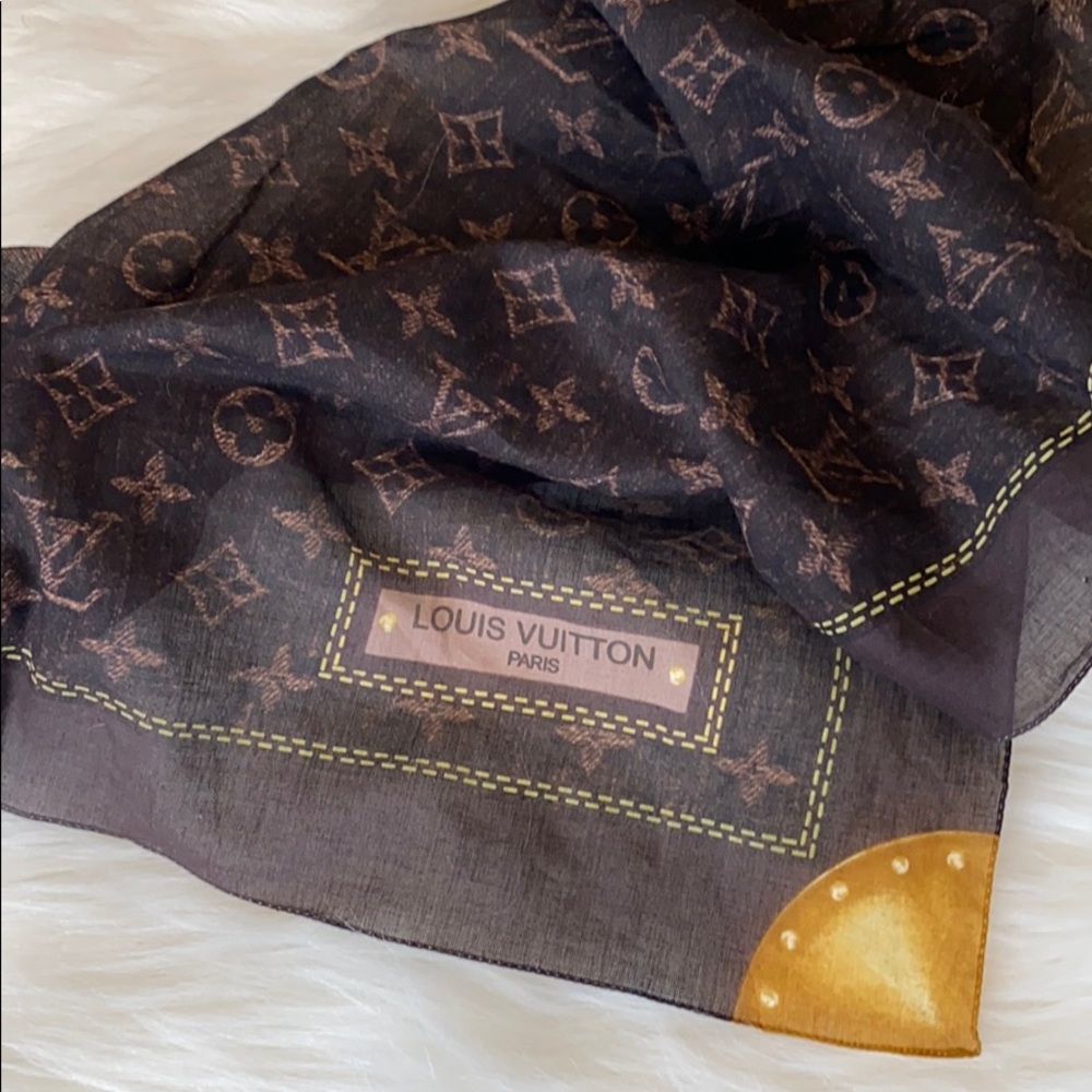 LOUIS VUITTON Monogram Denim Cotton Square Scarf